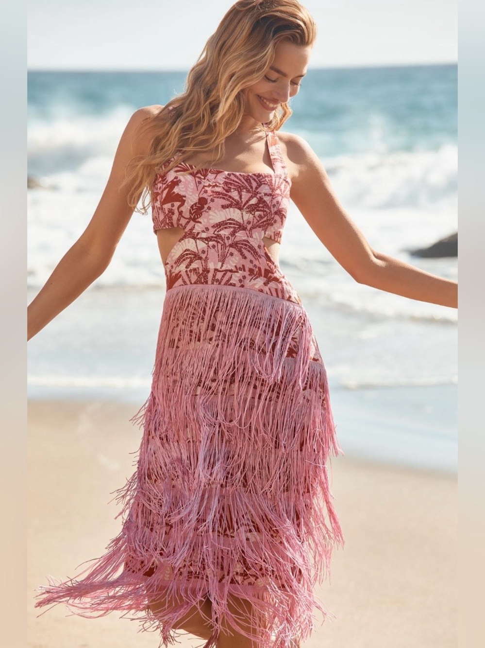 Anthropologie x Celandine Linen Fringe Column Mini Dress Size XL NWT